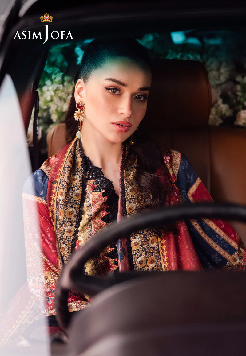 AJRS-05 DIGITALLY PRINTED EMBROIDERED BLENDED SILK 3 PCS - Image 5