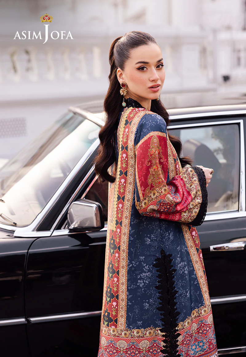 AJRS-05 DIGITALLY PRINTED EMBROIDERED BLENDED SILK 3 PCS - Image 8