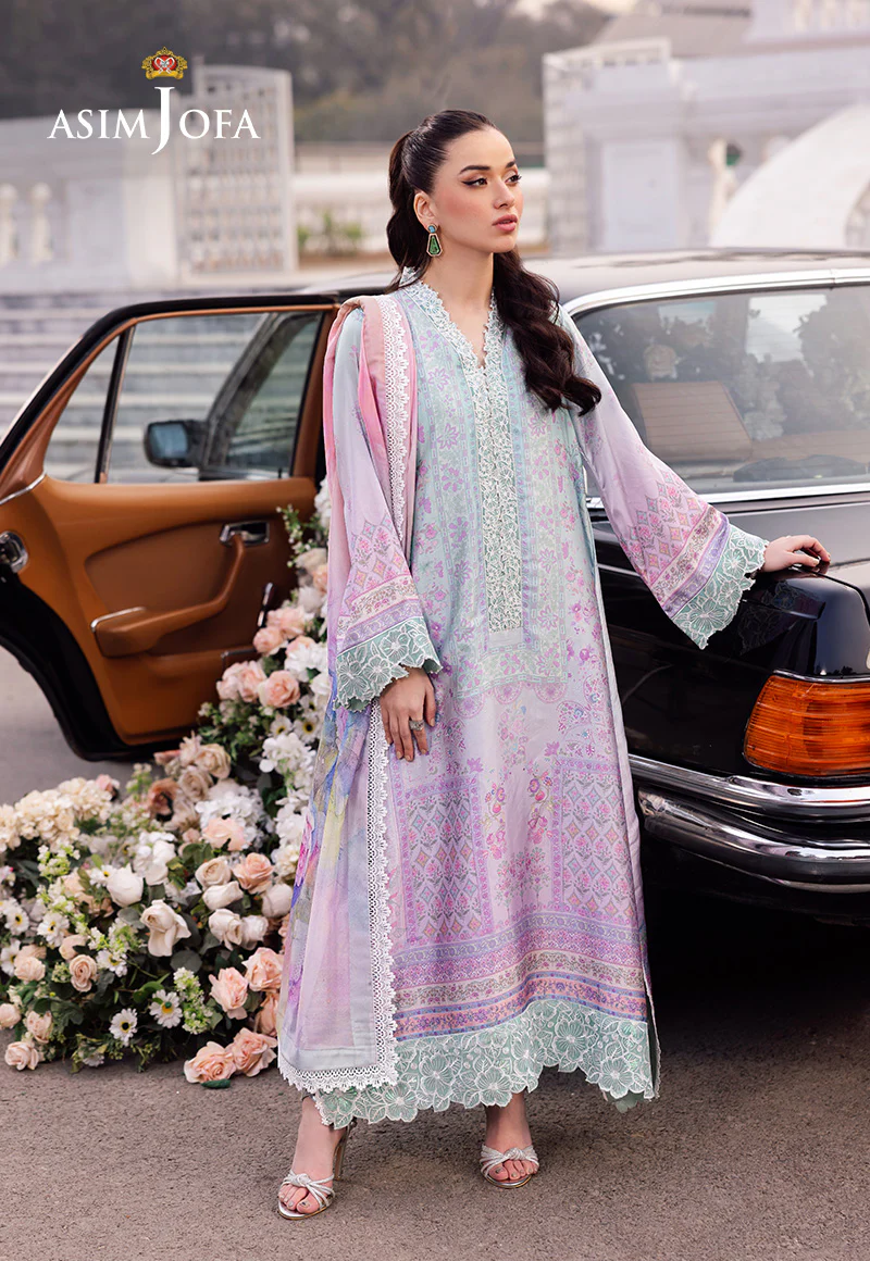 AJRS-07 DIGITALLY PRINTED EMBROIDERED BLENDED SILK 3 PCS - Image 3