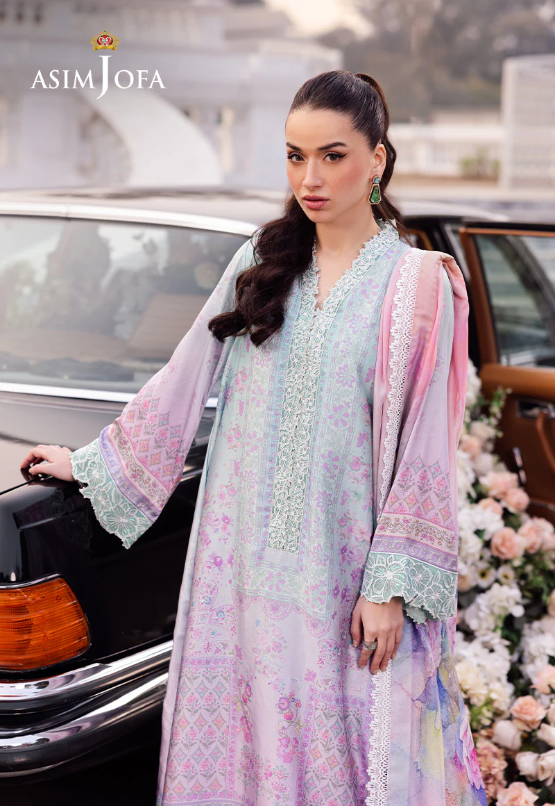AJRS-07 DIGITALLY PRINTED EMBROIDERED BLENDED SILK 3 PCS - Image 4