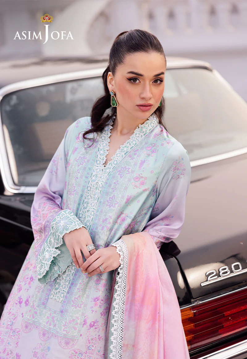 AJRS-07 DIGITALLY PRINTED EMBROIDERED BLENDED SILK 3 PCS - Image 5