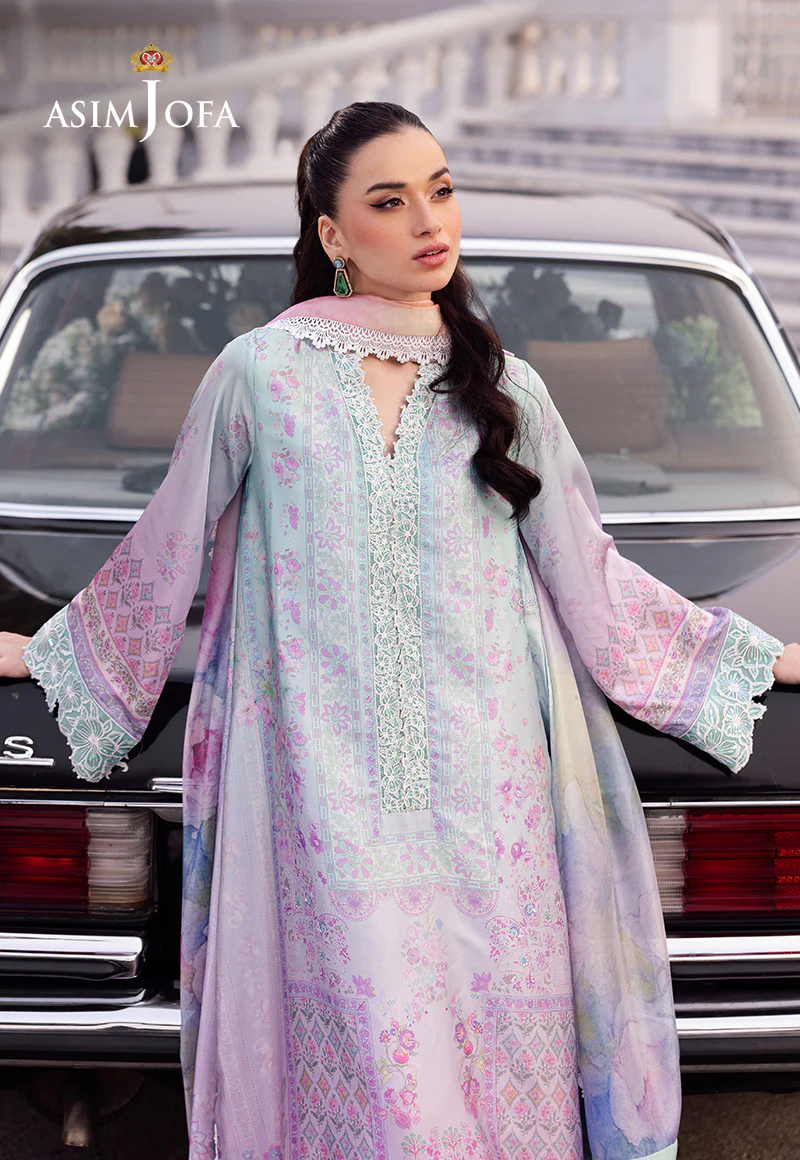 AJRS-07 DIGITALLY PRINTED EMBROIDERED BLENDED SILK 3 PCS - Image 6