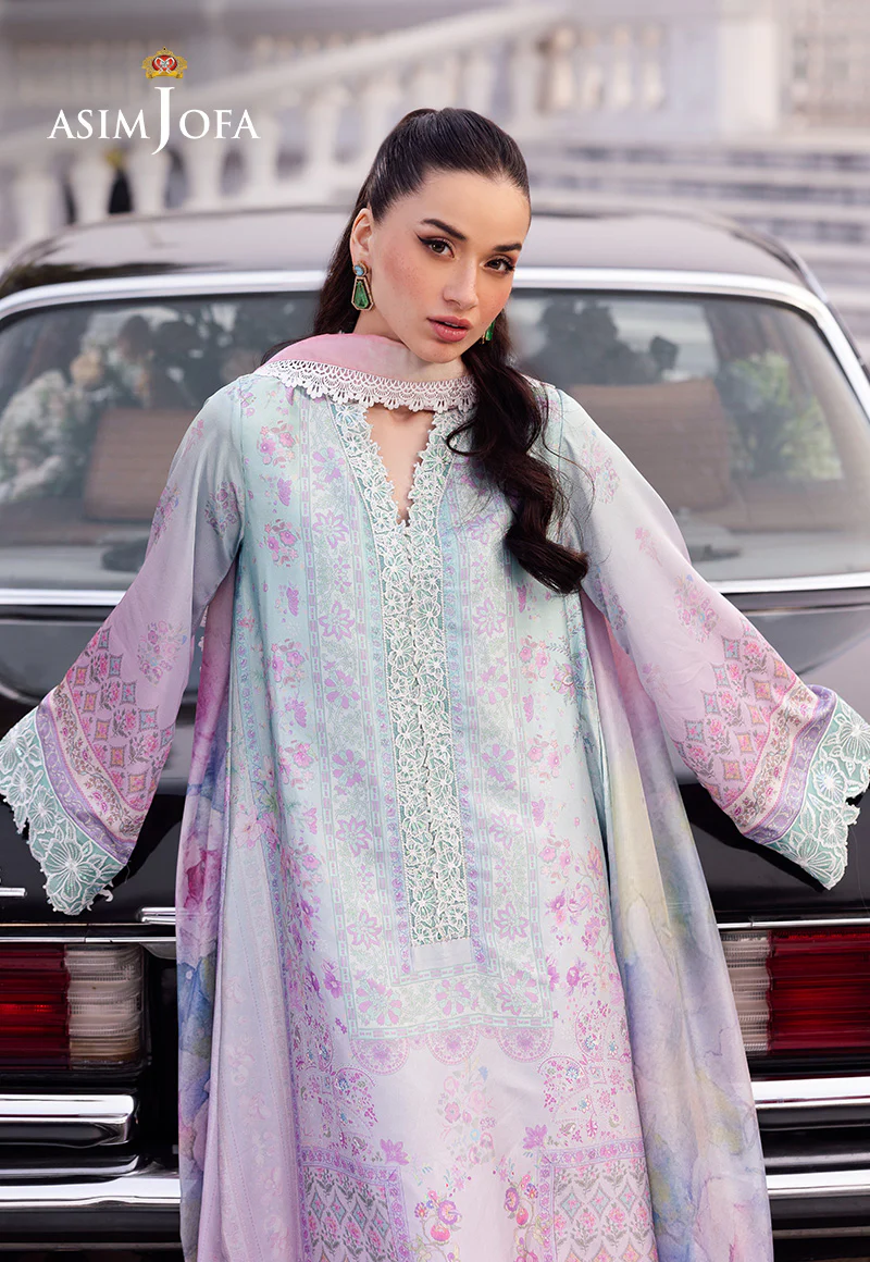 AJRS-07 DIGITALLY PRINTED EMBROIDERED BLENDED SILK 3 PCS - Image 7