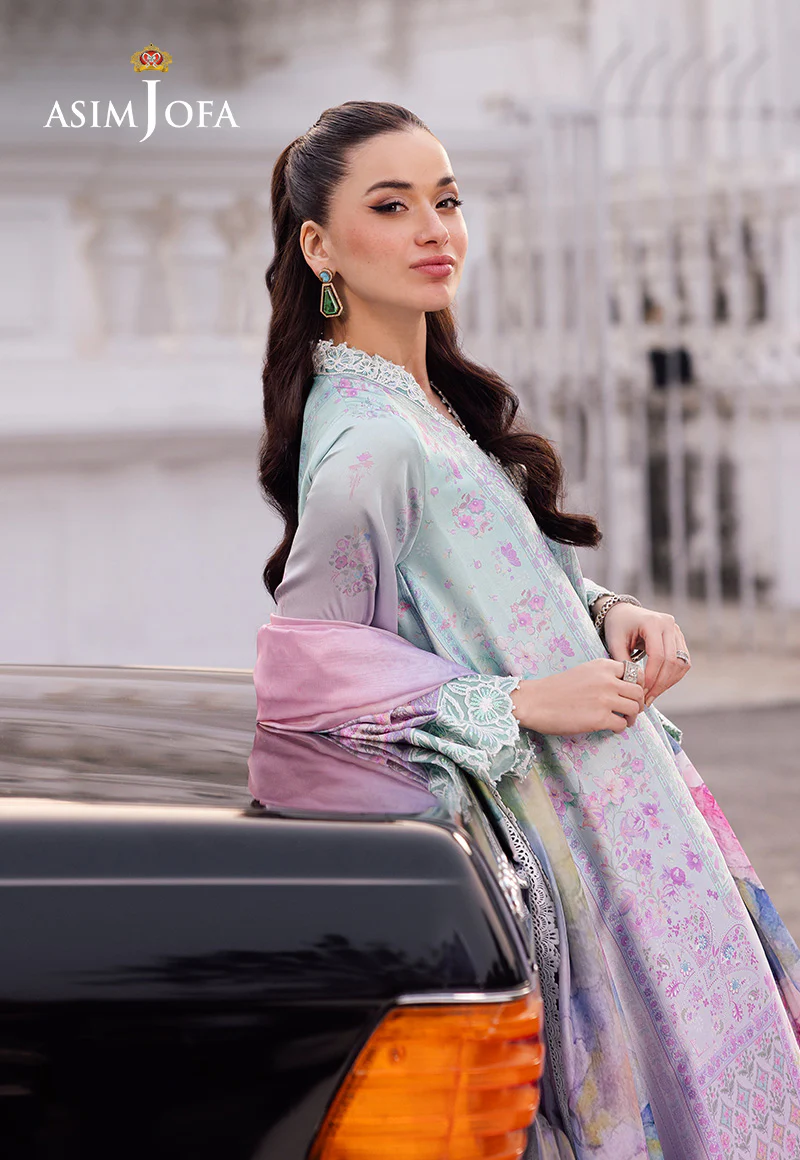 AJRS-07 DIGITALLY PRINTED EMBROIDERED BLENDED SILK 3 PCS - Image 8