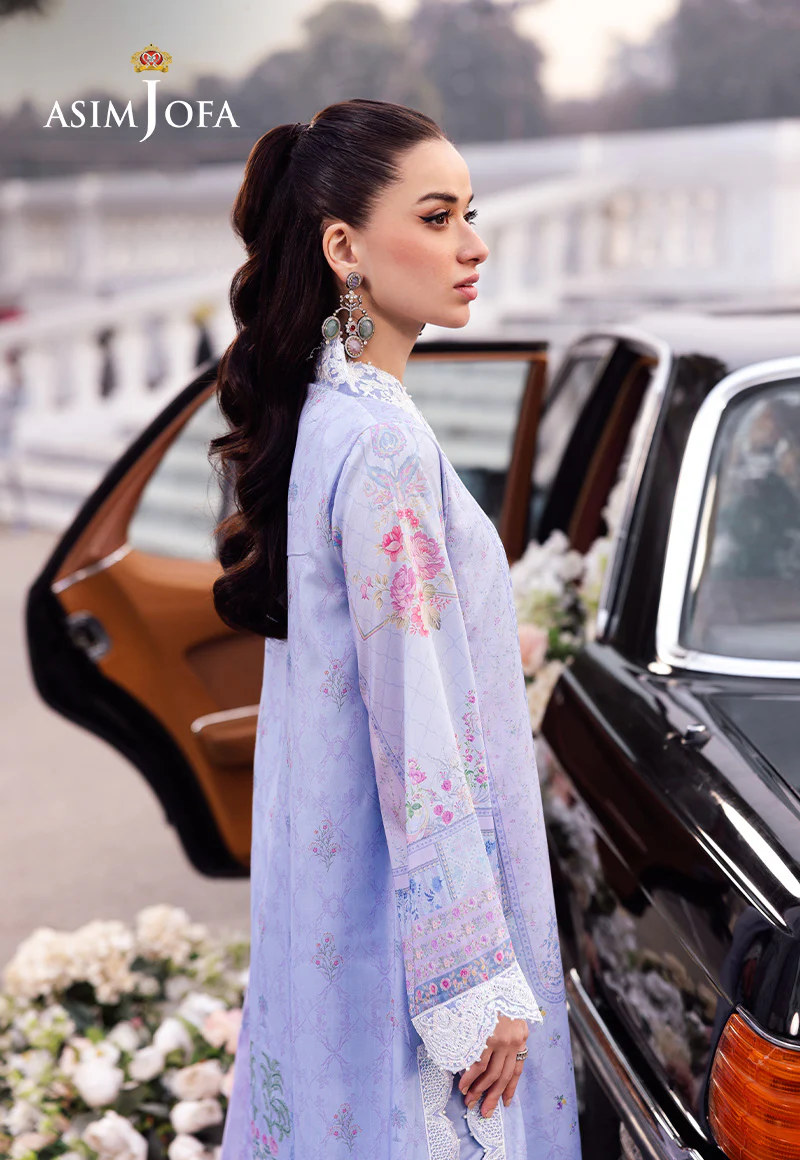 AJRS-08 DIGITALLY PRINTED EMBROIDERED RAW SILK 3 PCS - Image 6