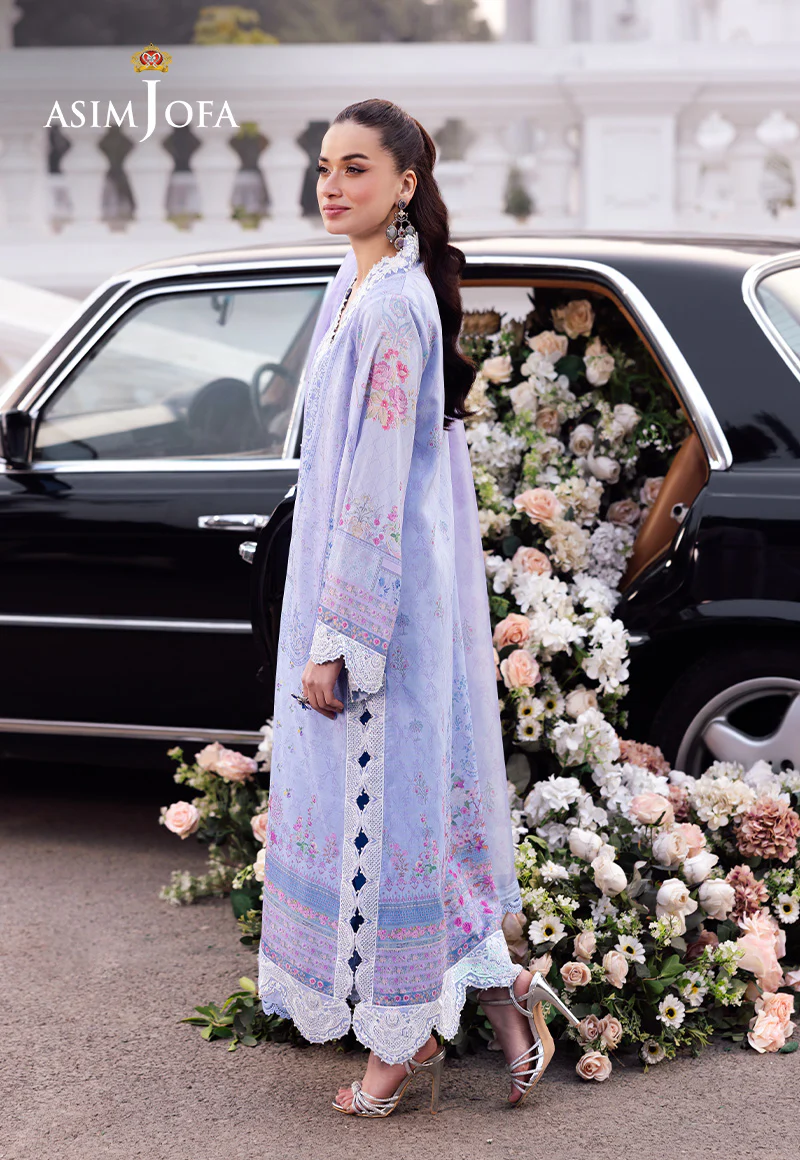 AJRS-08 DIGITALLY PRINTED EMBROIDERED RAW SILK 3 PCS - Image 8