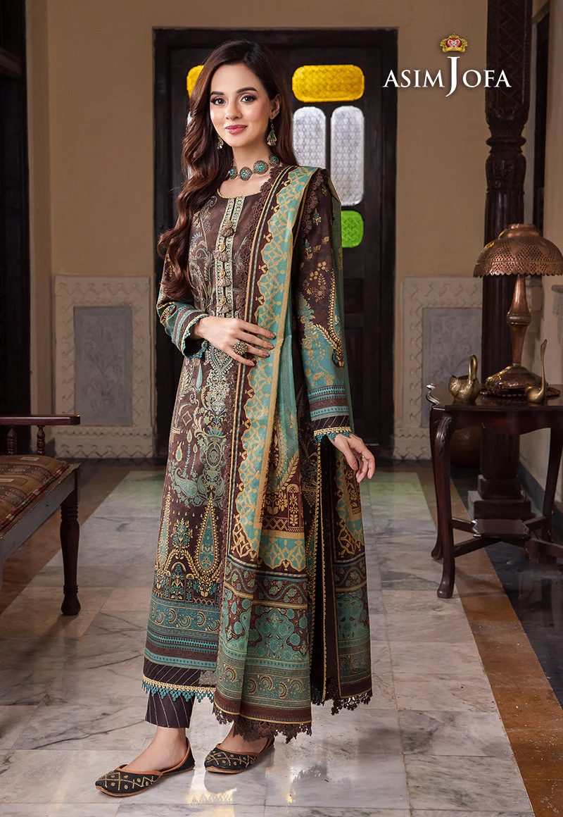AJRW-09 DESIGNERS STITCHED EMBROIDERED PREMIUM WINTER COTTON 3 PCS - Image 10