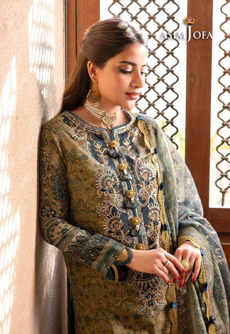 AJRW-14 DESIGNERS STITCHED EMBROIDERED SLUB 3 PCS - Image 4
