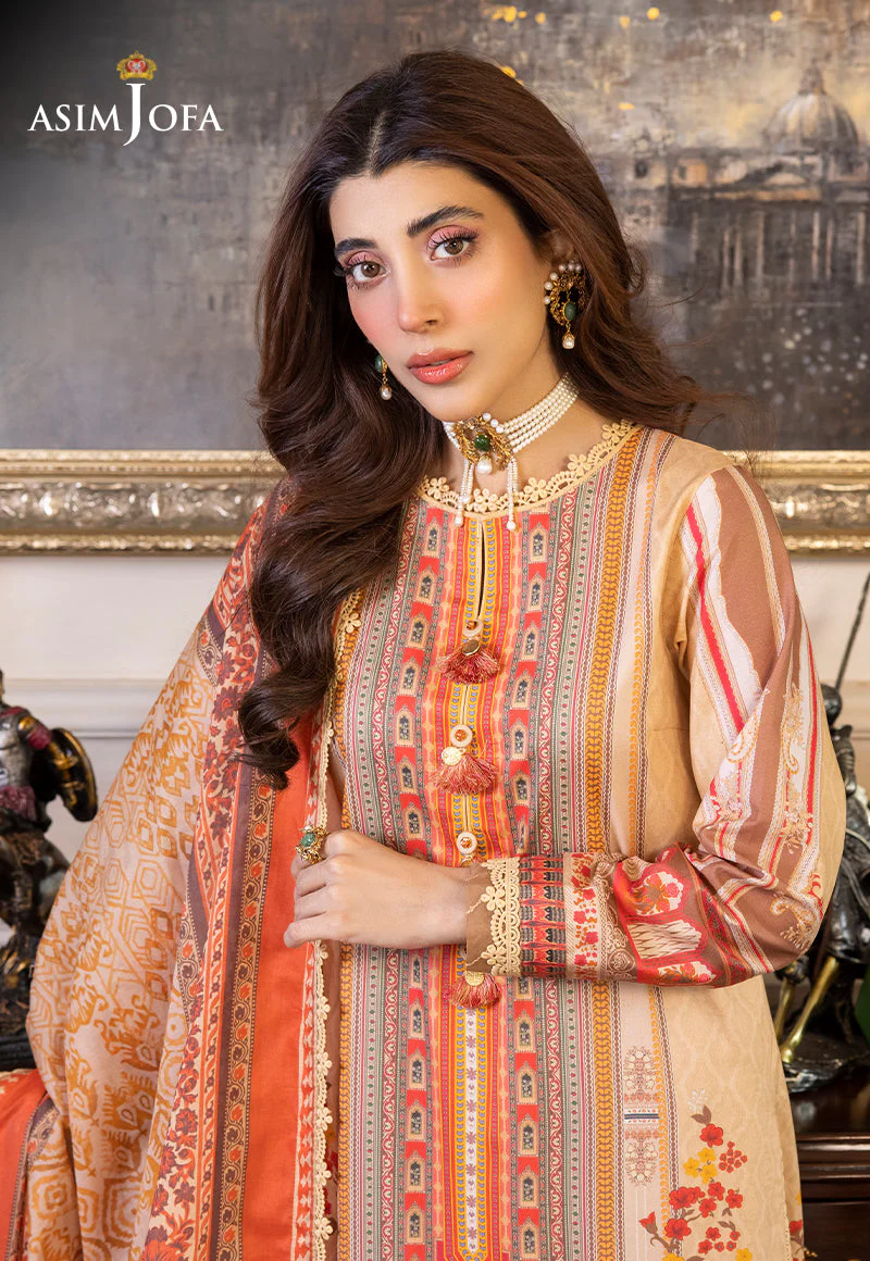 AJS-33 DESIGNERS STITCHED PRINTED LAWN 3 PCS - Image 6