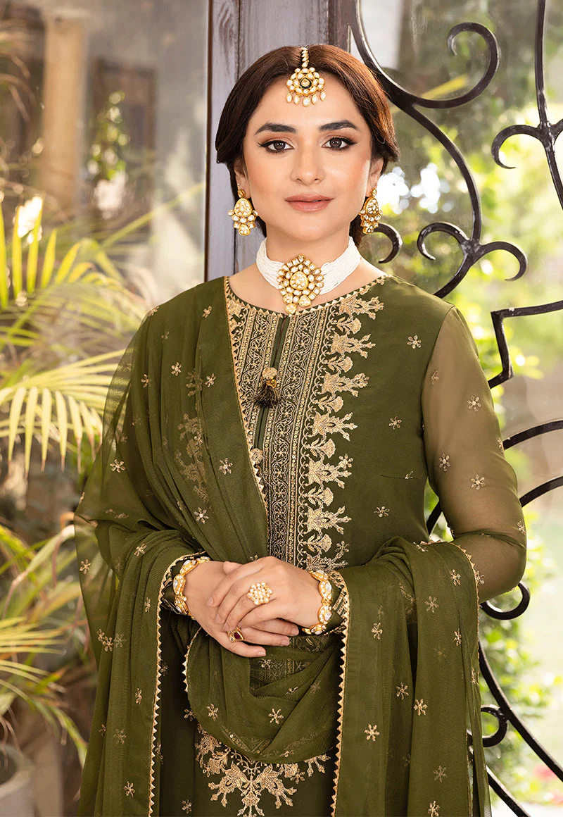 AJSMD-43 EMBROIDERED CHIFFON GEORGETTE STITCHED 3 PCS - Image 10