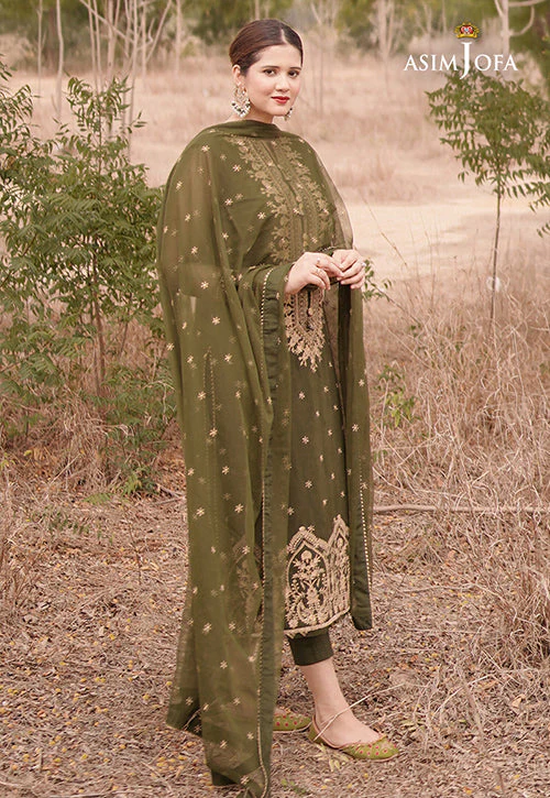 AJSMD-43 EMBROIDERED CHIFFON GEORGETTE STITCHED 3 PCS - Image 11