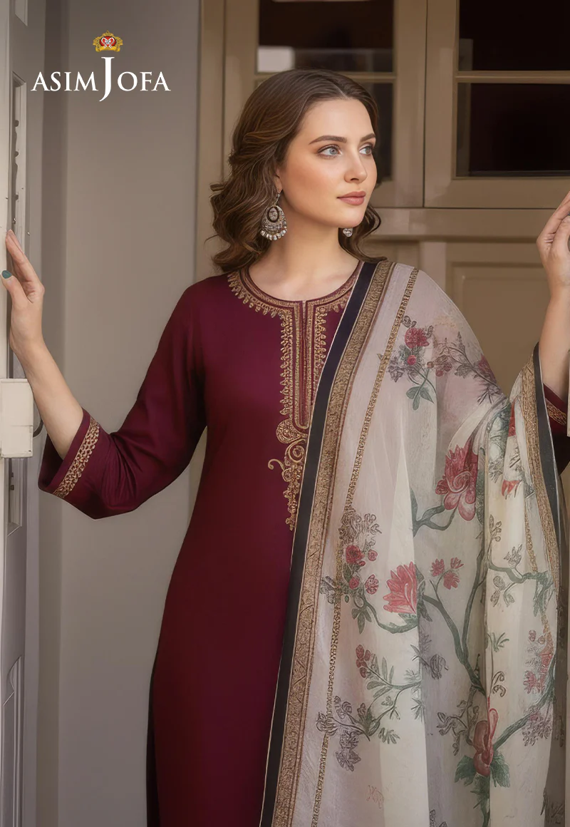 Ajso-124 Unstitched 3 Pcs Shirt Dupatta Trouser - Image 2