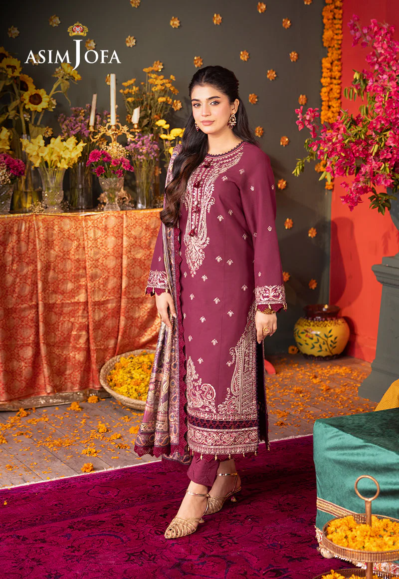 Ajso-152 Unstitched 3 Pcs Shirt Dupatta Trouser - Image 5
