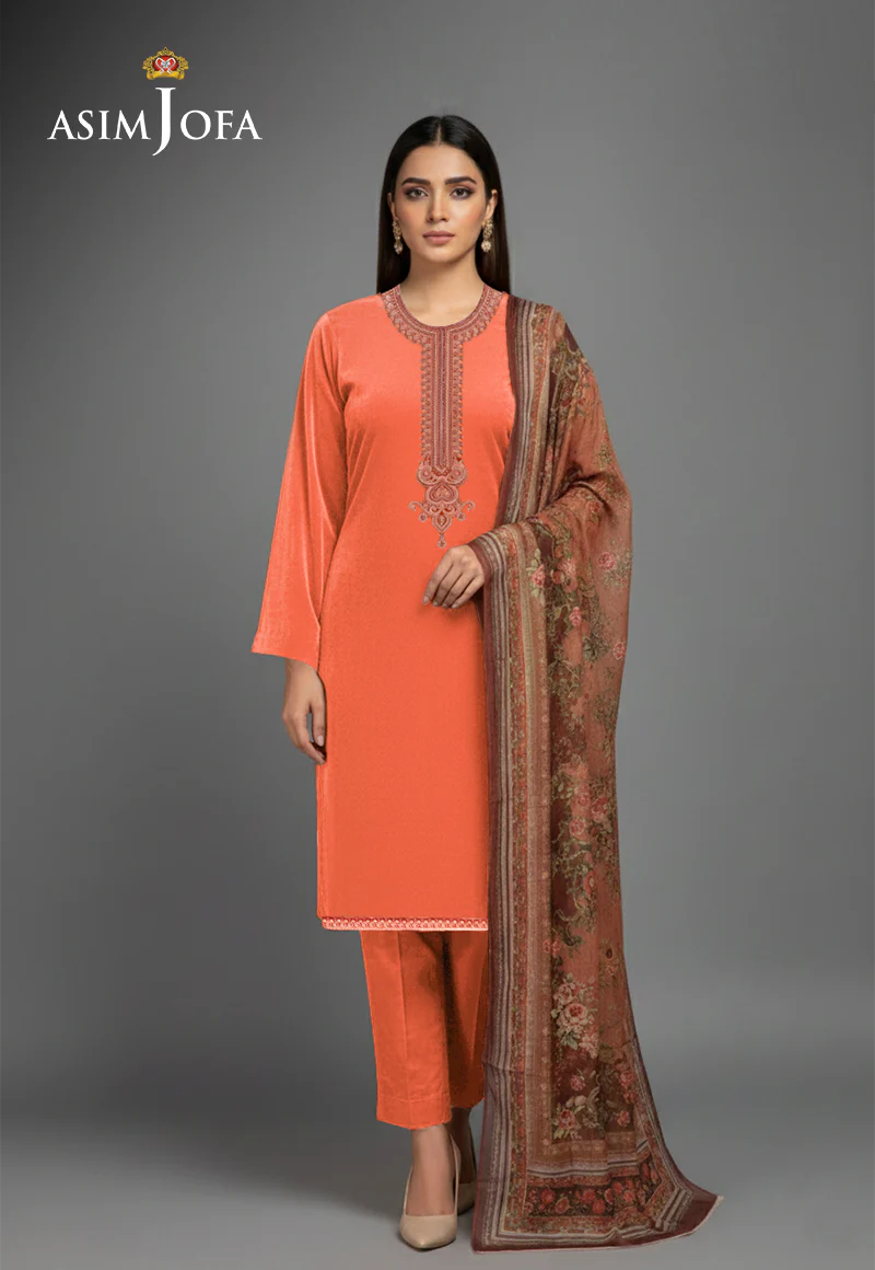 Ajso-196 Unstitched 3 Pcs Shirt Dupatta Trouser