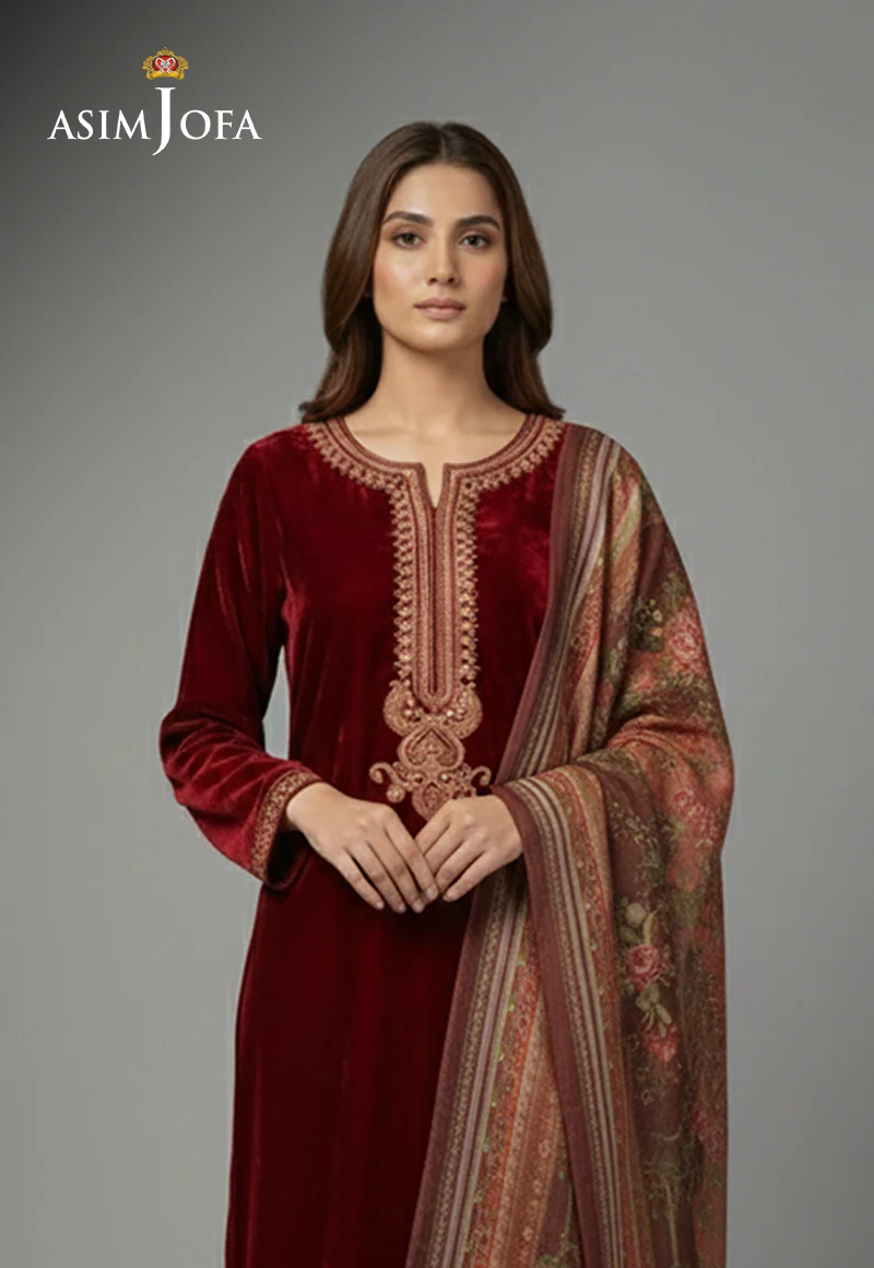Ajso-197 Unstitched 3 Pcs Shirt Dupatta Trouser - Image 2