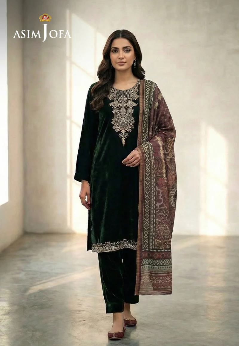 Ajso-203 Unstitched 3 Pcs Shirt Dupatta Trouser