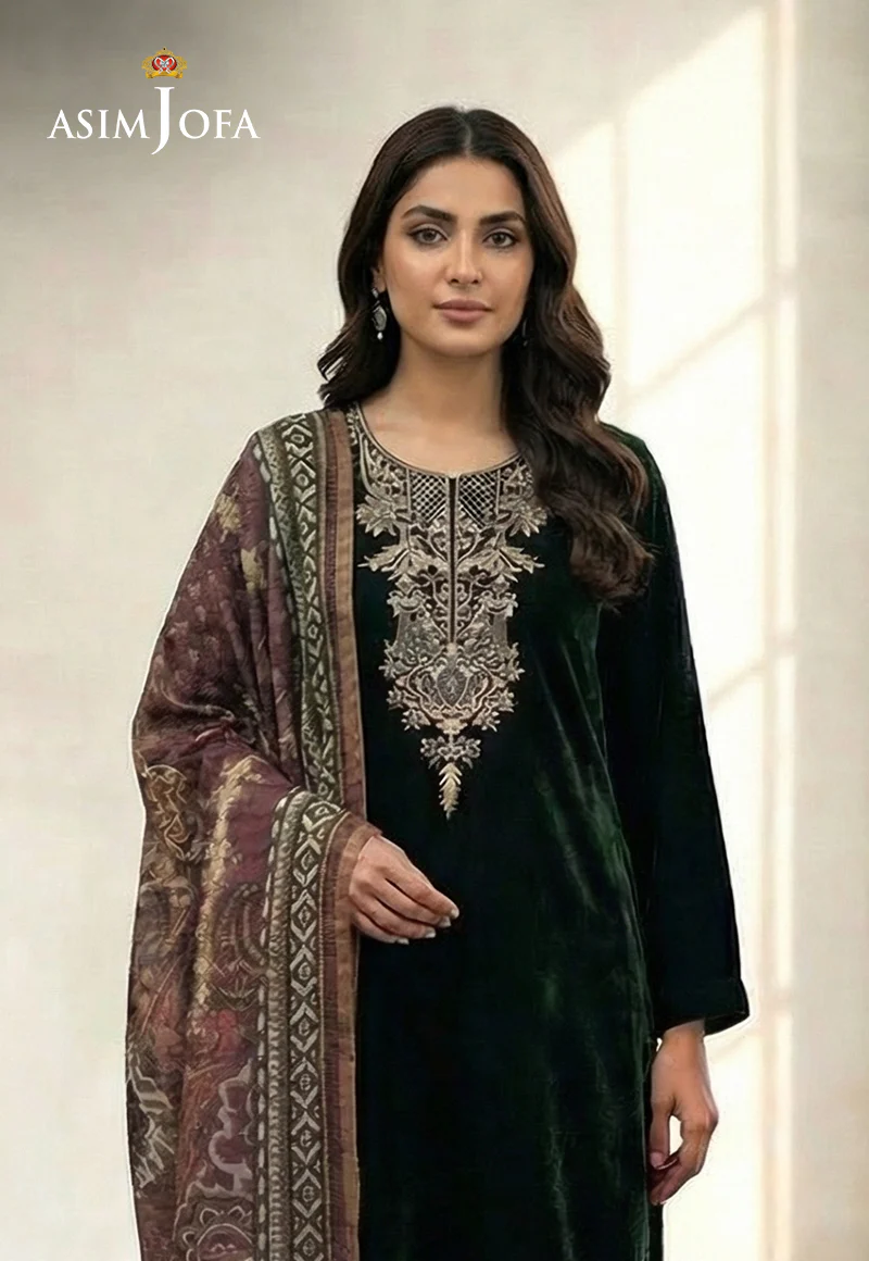 Ajso-203 Unstitched 3 Pcs Shirt Dupatta Trouser - Image 2