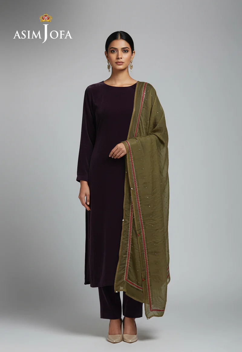Ajso-206 Unstitched 3 Pcs Shirt Dupatta Trouser