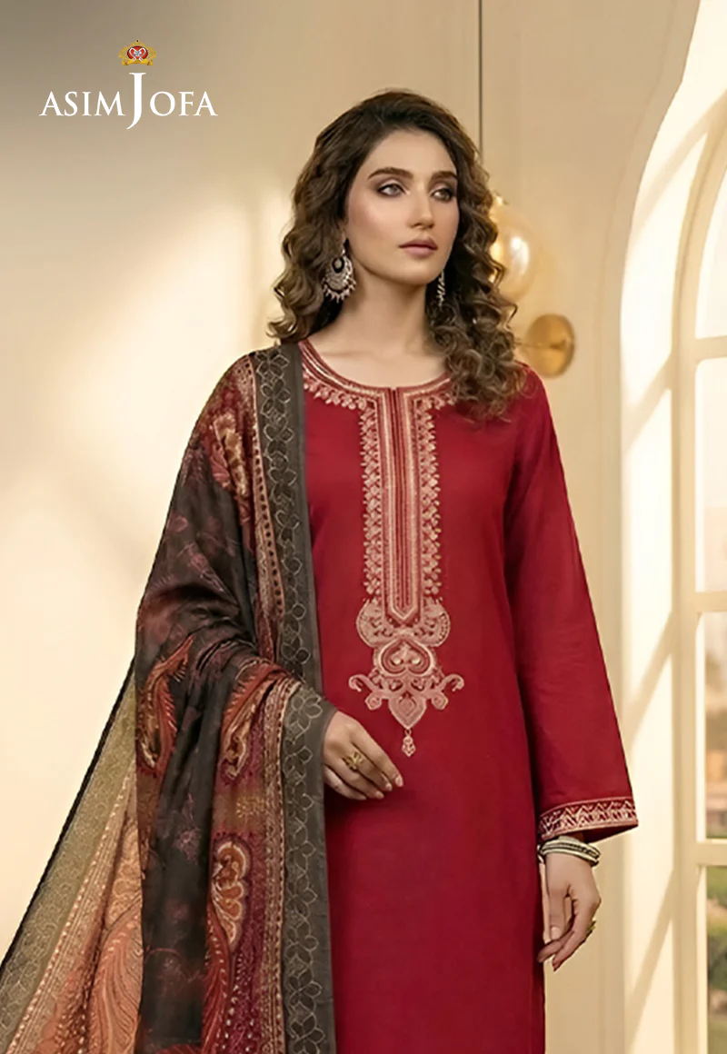 Ajso-208 Unstitched 3 Pcs Shirt Dupatta Trouser - Image 2