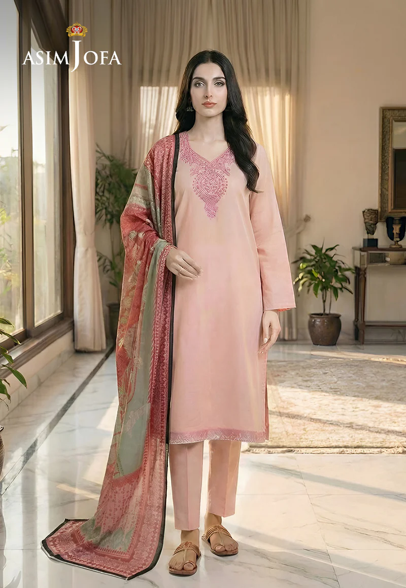 Ajso-218 Unstitched 3 Pcs Shirt Dupatta Trouser