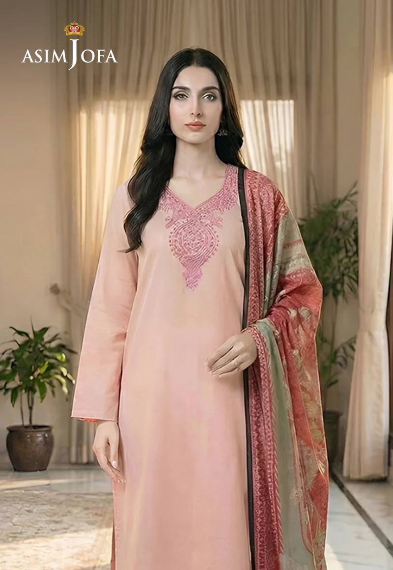 Ajso-218 Unstitched 3 Pcs Shirt Dupatta Trouser - Image 2