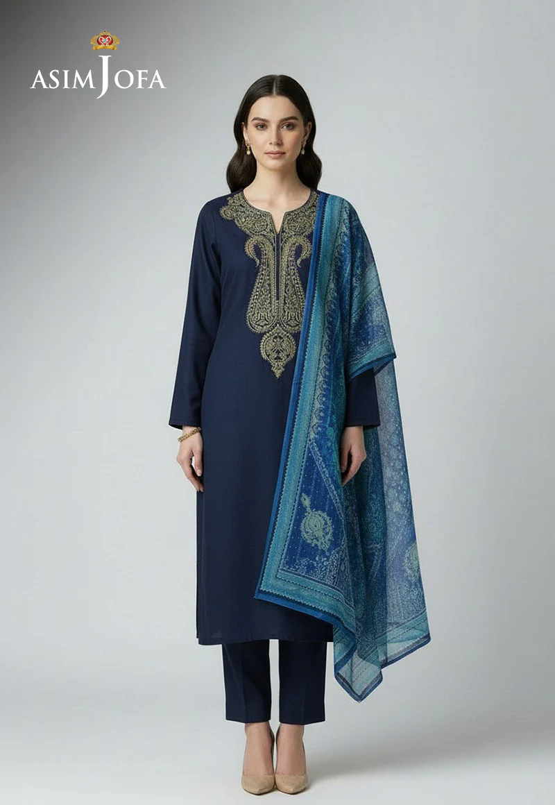 AJSO-233 Unstitched 3 Pcs Shirt Dupatta Trouser - Image 2