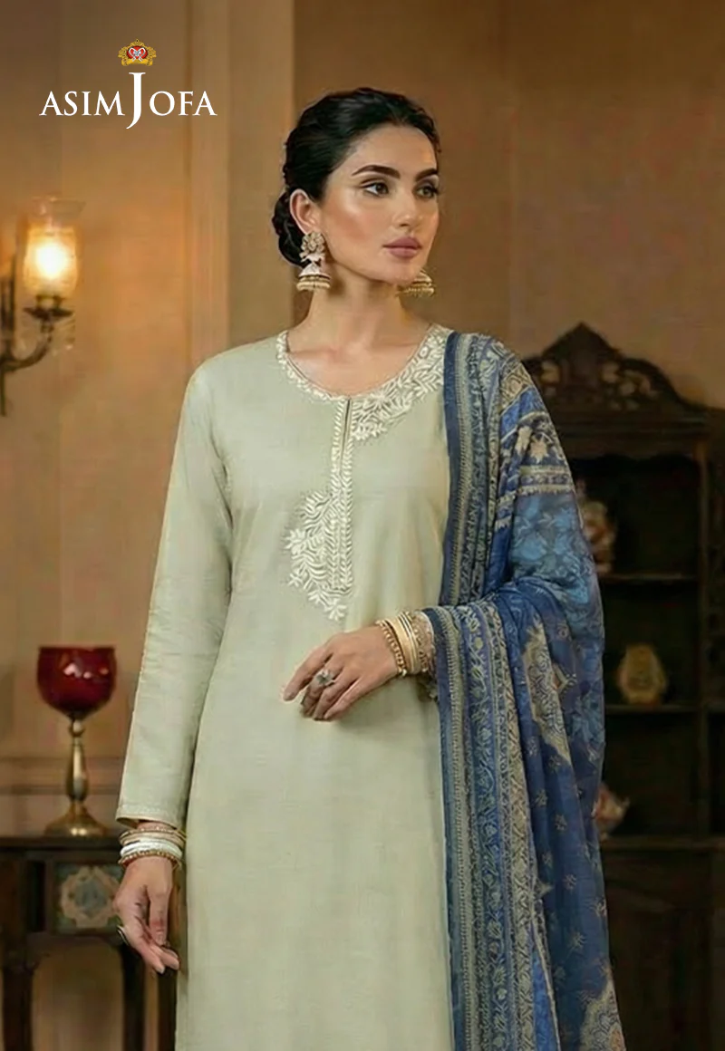 Ajso-245 Unstitched 3 Pcs Shirt Dupatta Trouser - Image 2