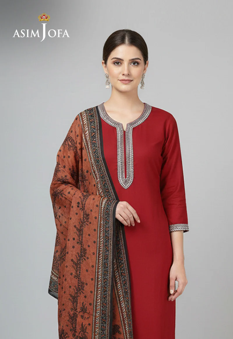 Ajso-246 Unstitched 3 Pcs Shirt Dupatta Trouser - Image 2