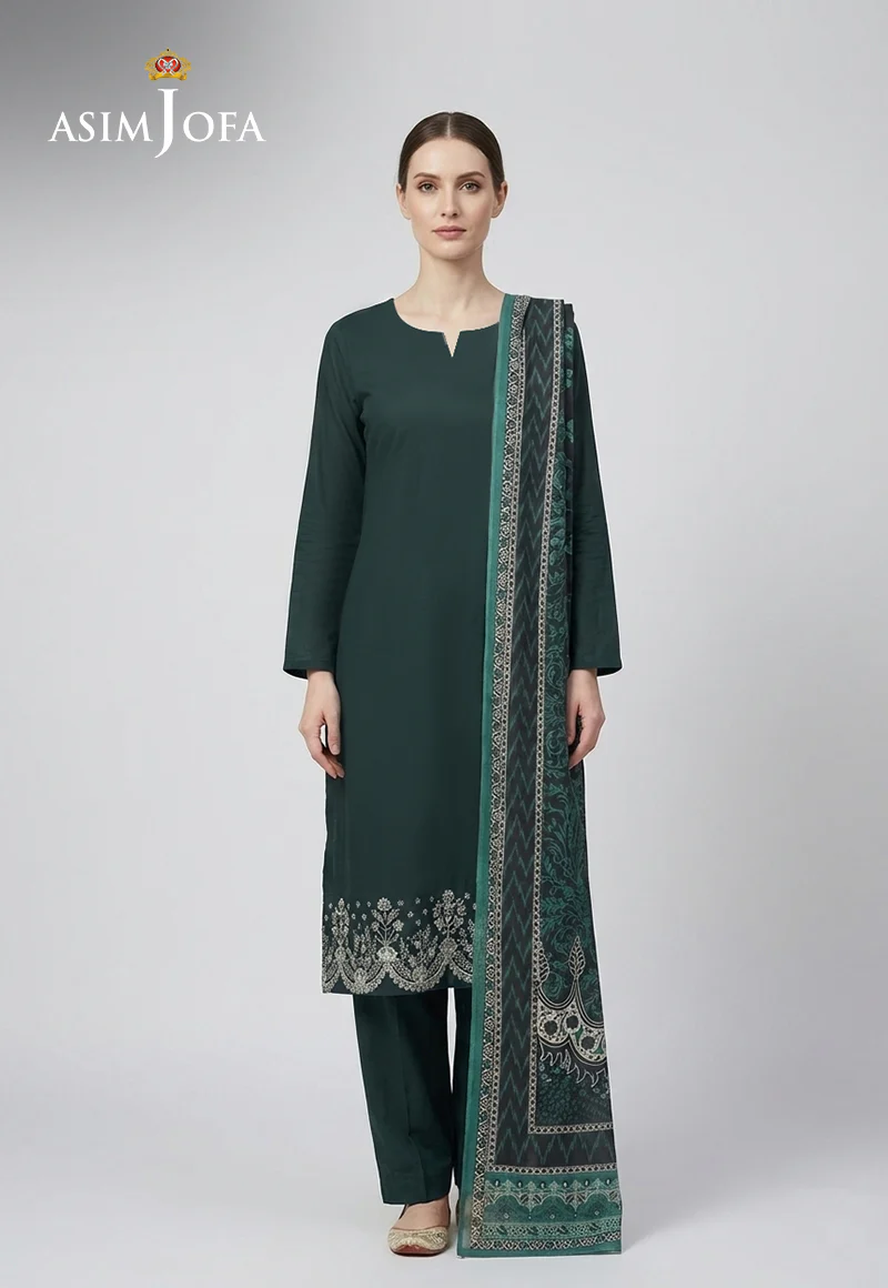 Ajso-286 Unstitched 3 Pcs Shirt Dupatta Trouser
