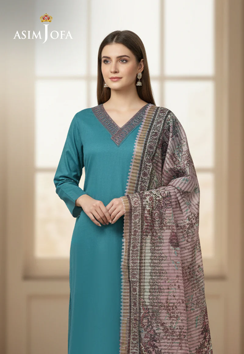 Ajso-292 Unstitched 3 Pcs Shirt Dupatta Trouser - Image 2