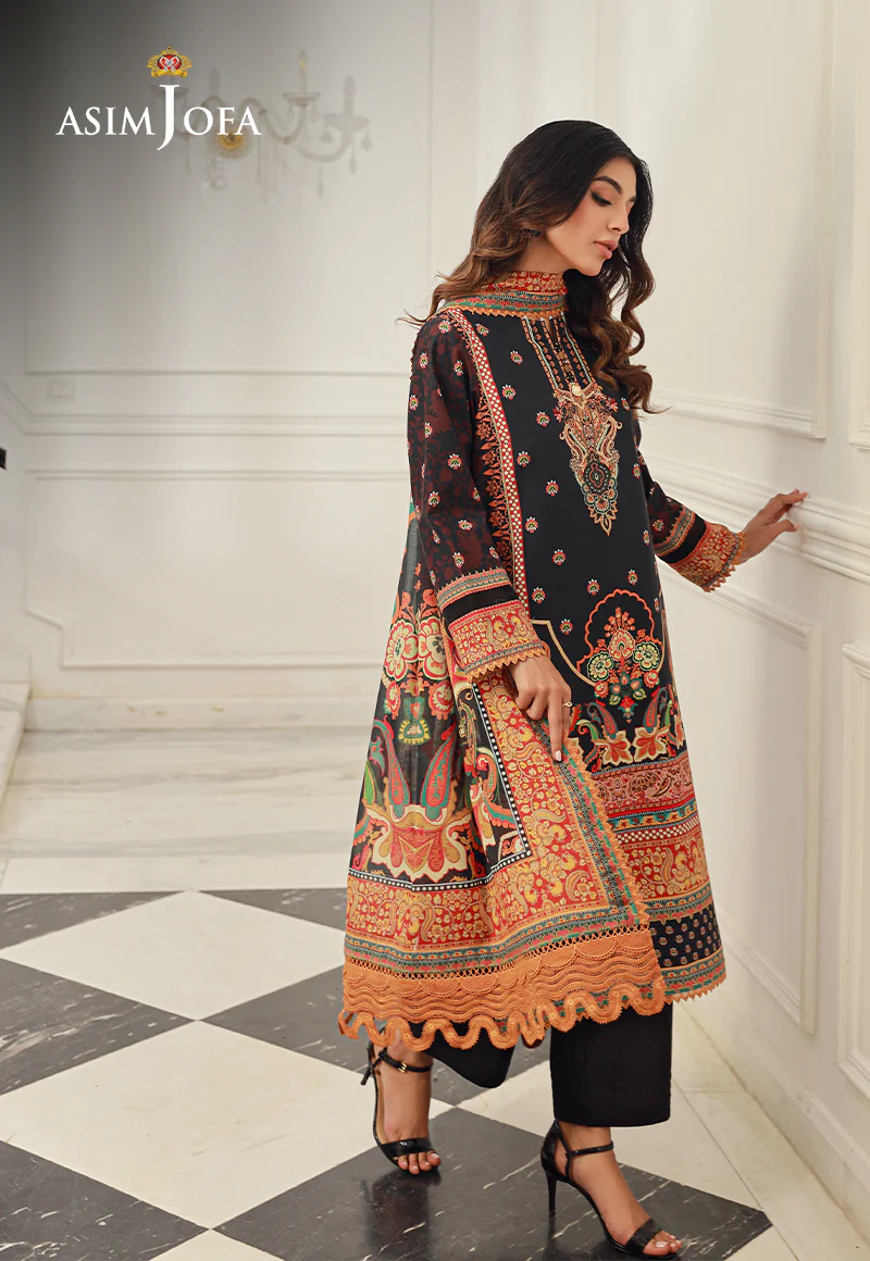 Ajso-31 Unstitched 3 Pcs Shirt Dupatta Trouser - Image 3