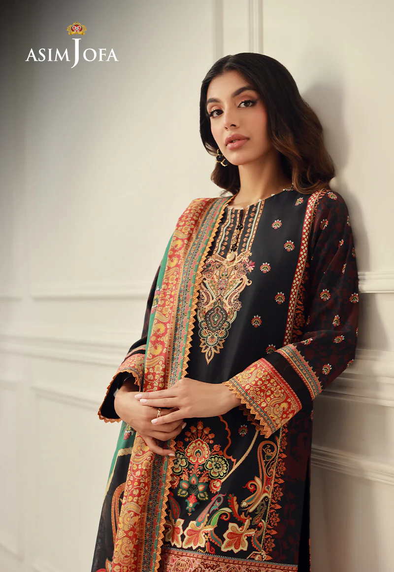Ajso-31 Unstitched 3 Pcs Shirt Dupatta Trouser - Image 6