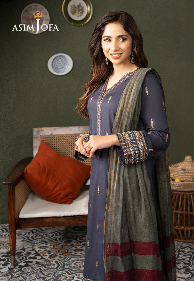 Ajso-37 Embroidered Cmabric Stitched 2 Pcs Shirt Trouser - Image 6