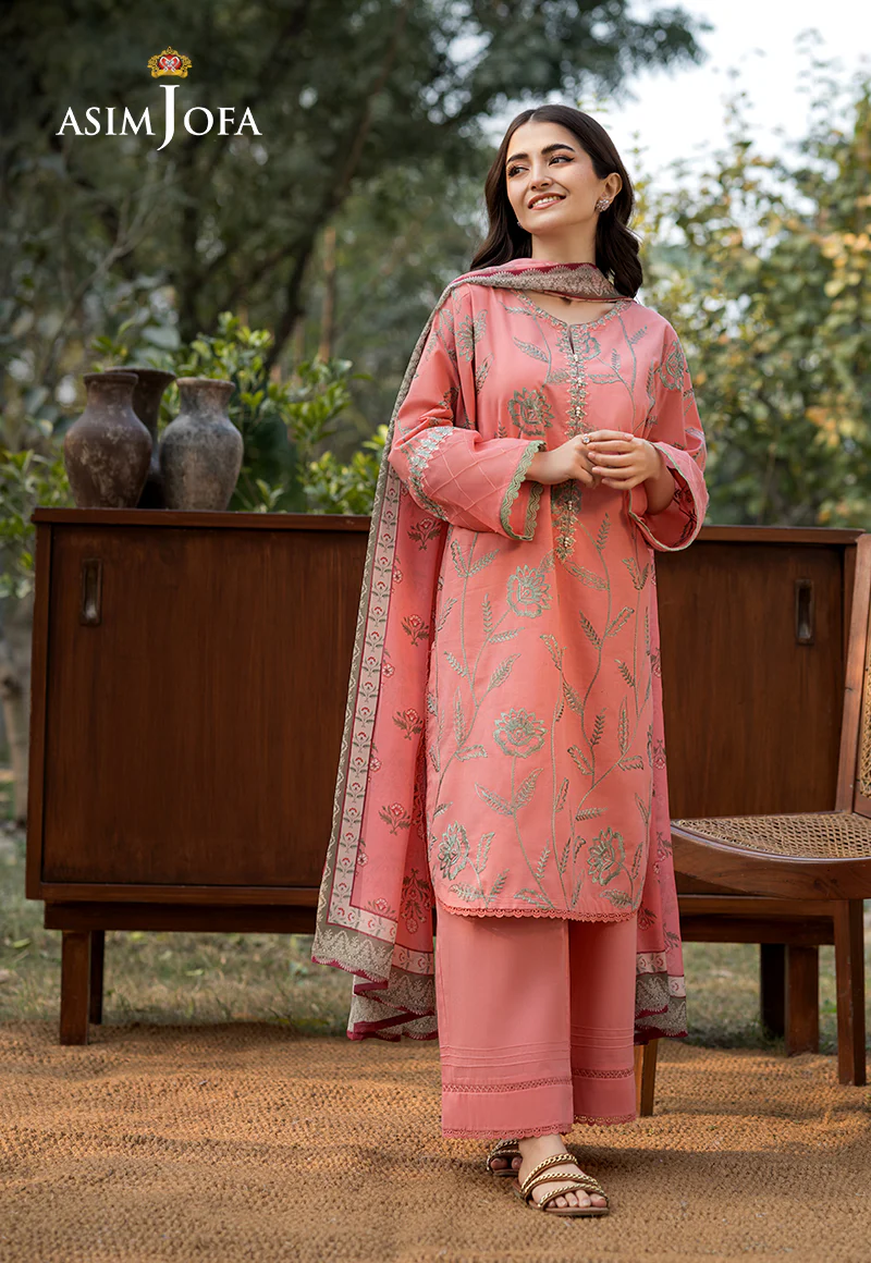Ajso-39 Embroidered Cmabric Stitched 2 Pcs Shirt Trouser