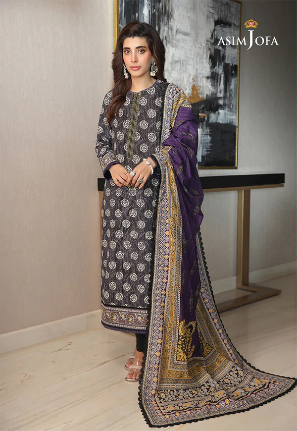 Ajso-61 Unstitched 3 Pcs Shirt Dupatta Trouser