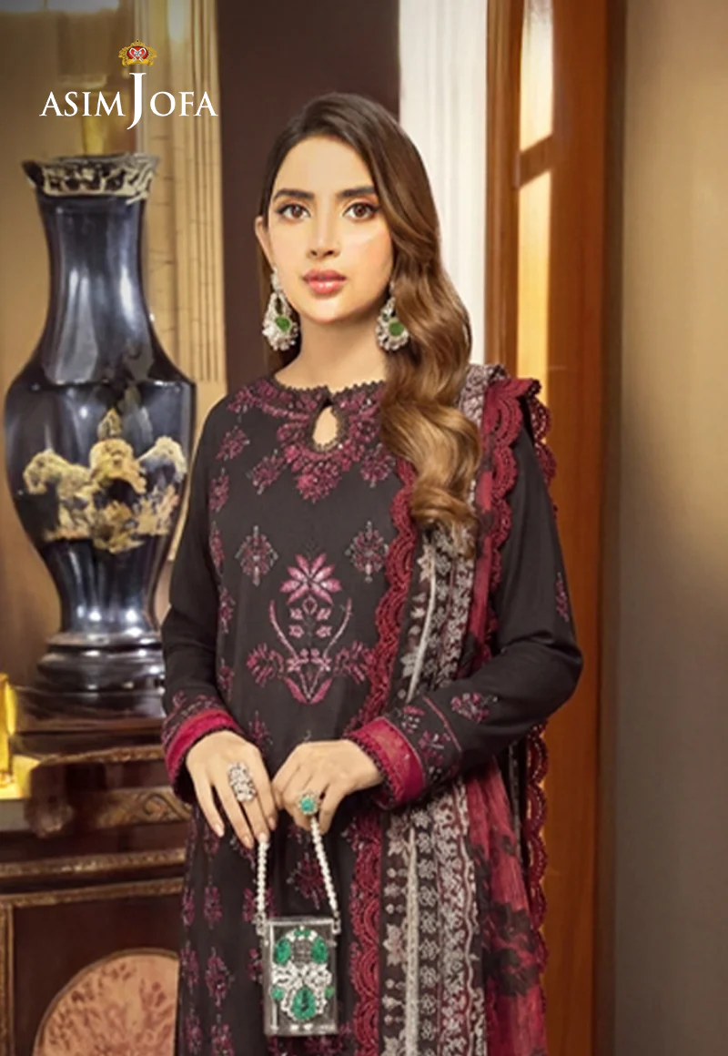Ajso-68 Unstitched 3 Pcs Shirt Dupatta Trouser - Image 2