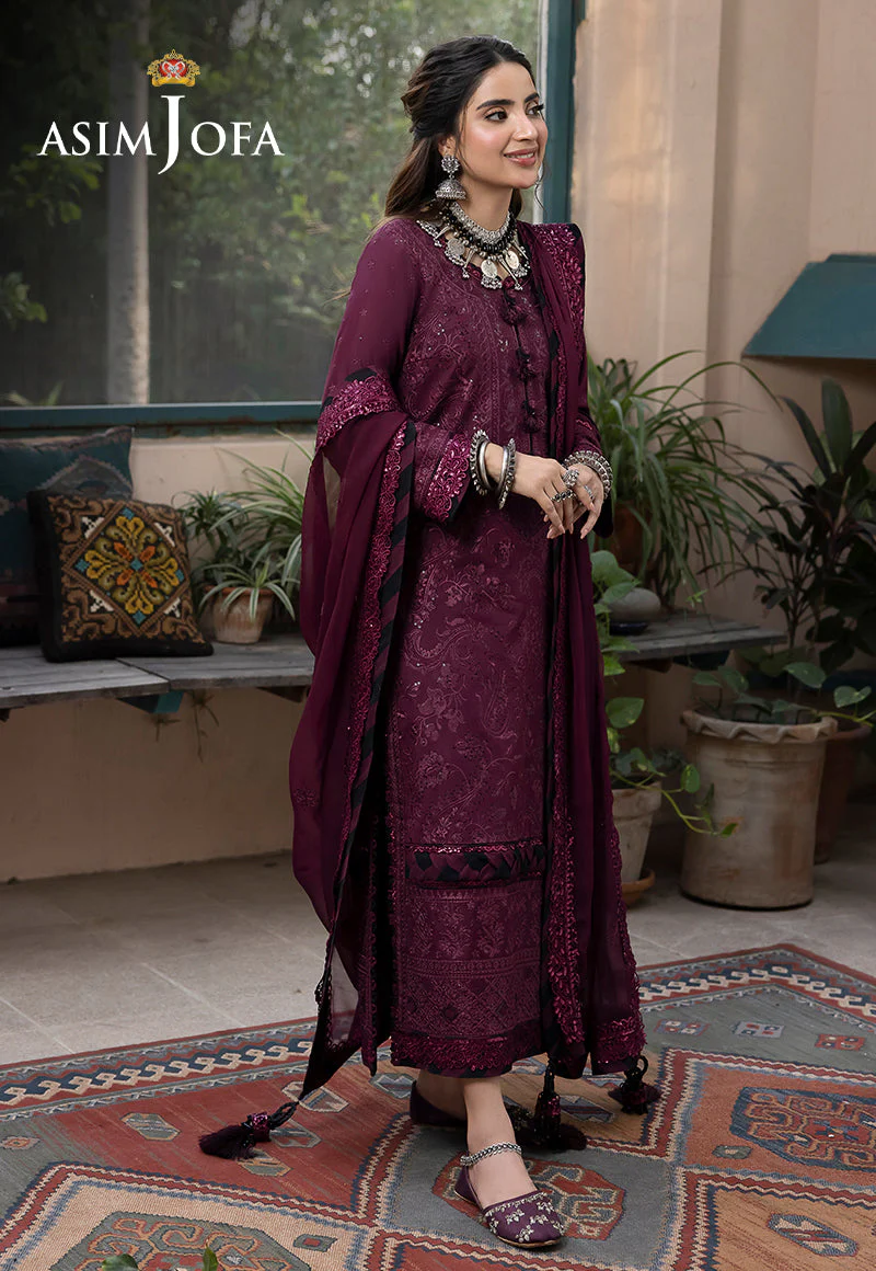 AJSWP-05 EMBROIDERED LAWN SILK STITCHED 3 PCS - Image 5
