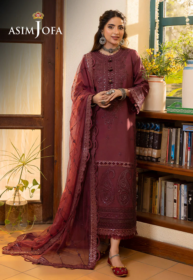 AJSWD-10 EMBROIDERED LAWN SILK 3 PCS - Image 2