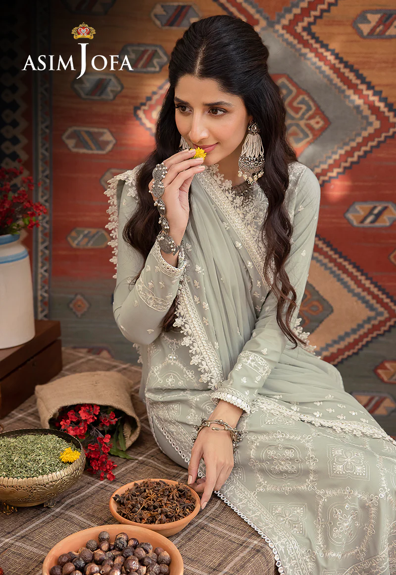 AJSW-20 EMBROIDERED LAWN SILK 3 PCS - Image 5