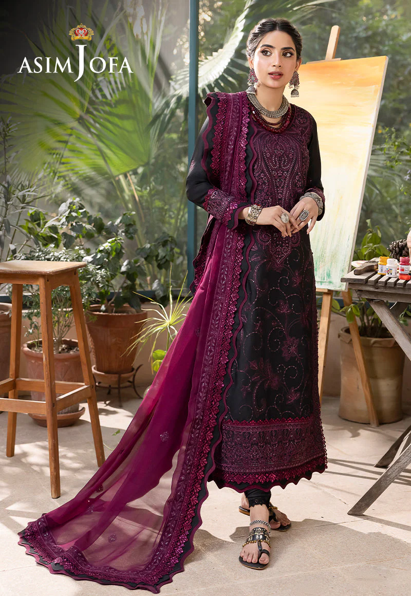 AJSWD-16 EMBROIDERED LAWN SILK STITCHED 1 PC - Image 15