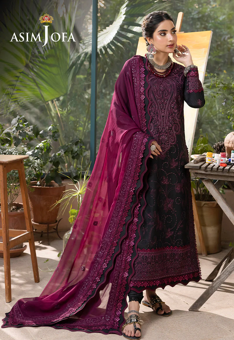 AJSWD-16 EMBROIDERED LAWN SILK STITCHED 1 PC - Image 17