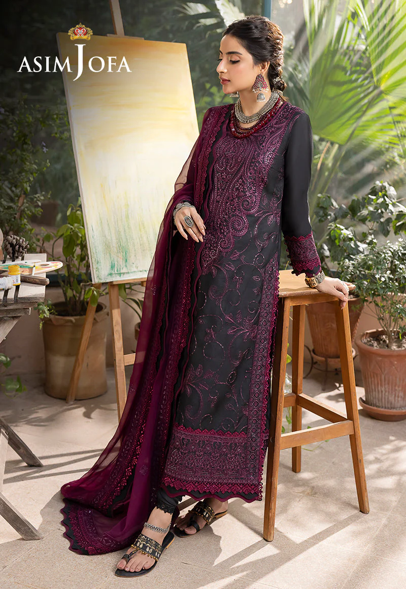 AJSWD-16 EMBROIDERED LAWN SILK STITCHED 1 PC - Image 2
