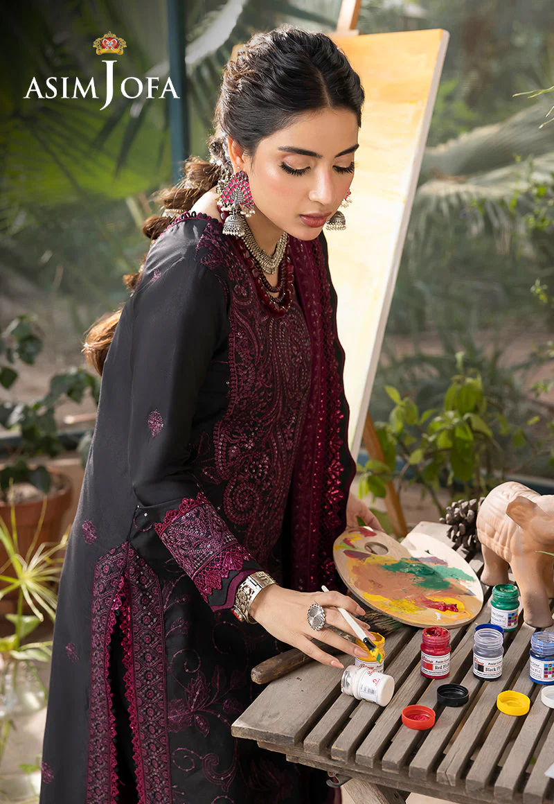 AJSWD-16 EMBROIDERED LAWN SILK STITCHED 1 PC - Image 6