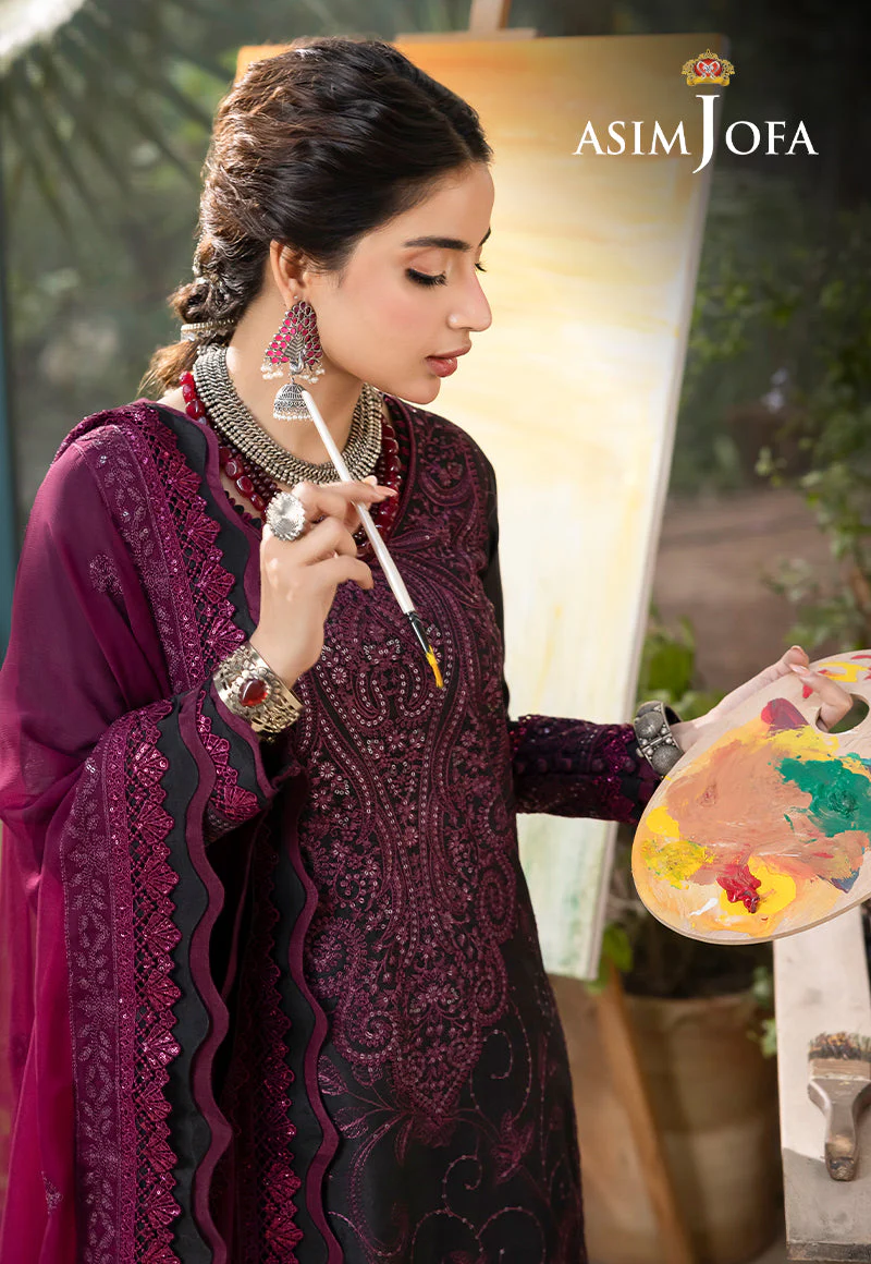 AJSWD-16 EMBROIDERED LAWN SILK STITCHED 1 PC - Image 8