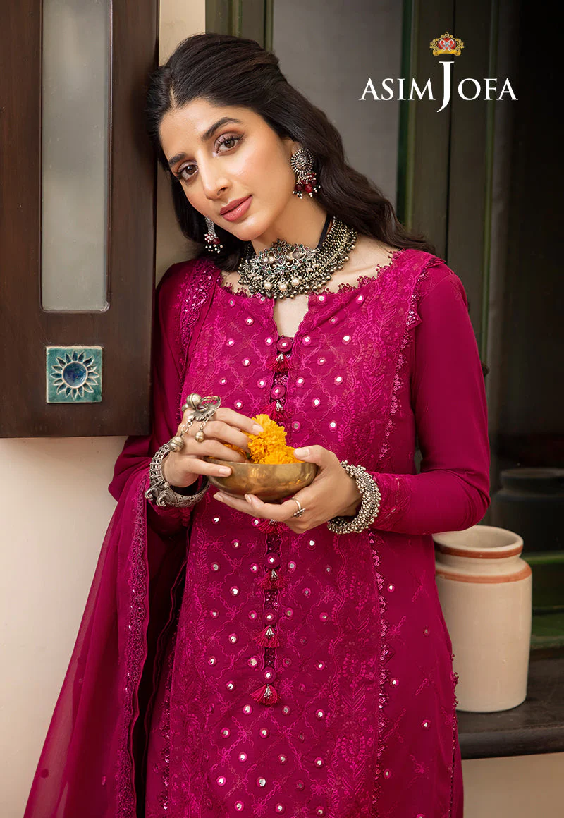 AJSWP-08 STITCHED EMBROIDERED LAWN SILK 3 PCS - Image 10