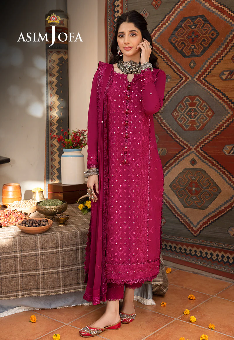 AJSWP-08 STITCHED EMBROIDERED LAWN SILK 3 PCS - Image 2