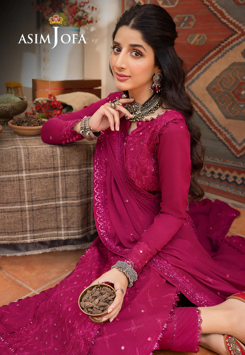 AJSWP-08 STITCHED EMBROIDERED LAWN SILK 3 PCS - Image 3