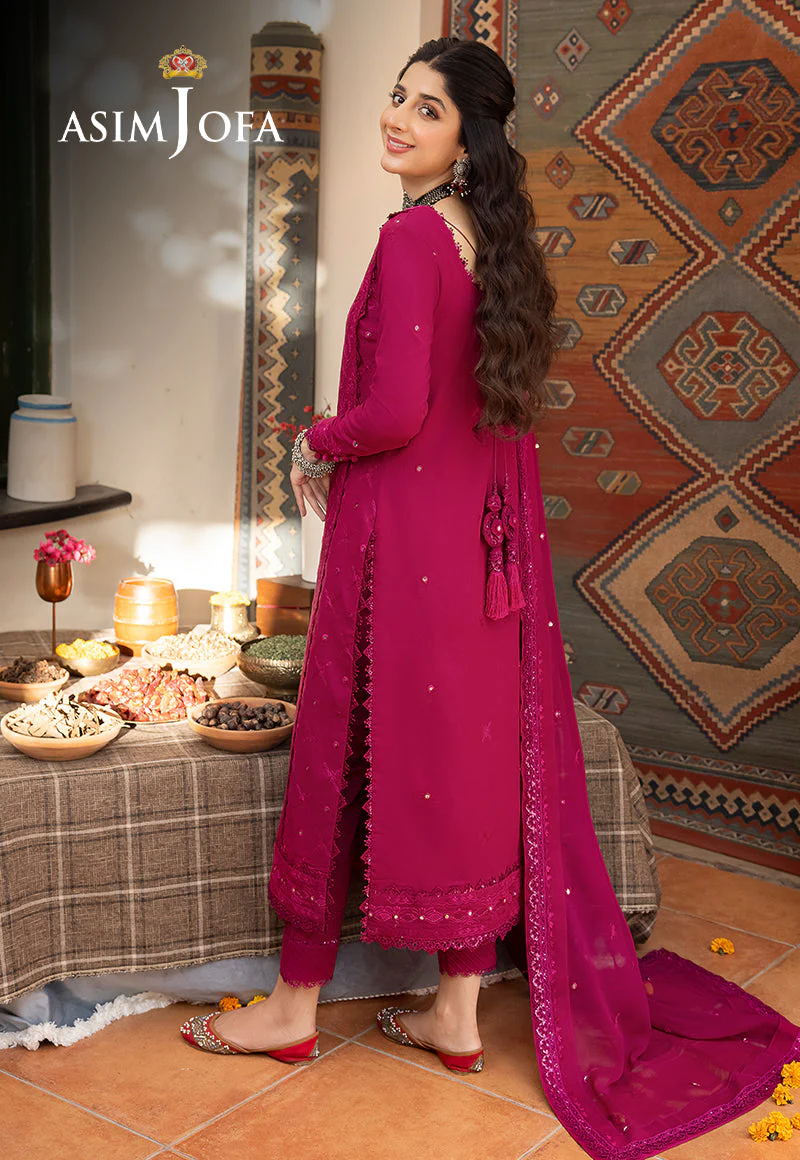 AJSWP-08 STITCHED EMBROIDERED LAWN SILK 3 PCS - Image 4