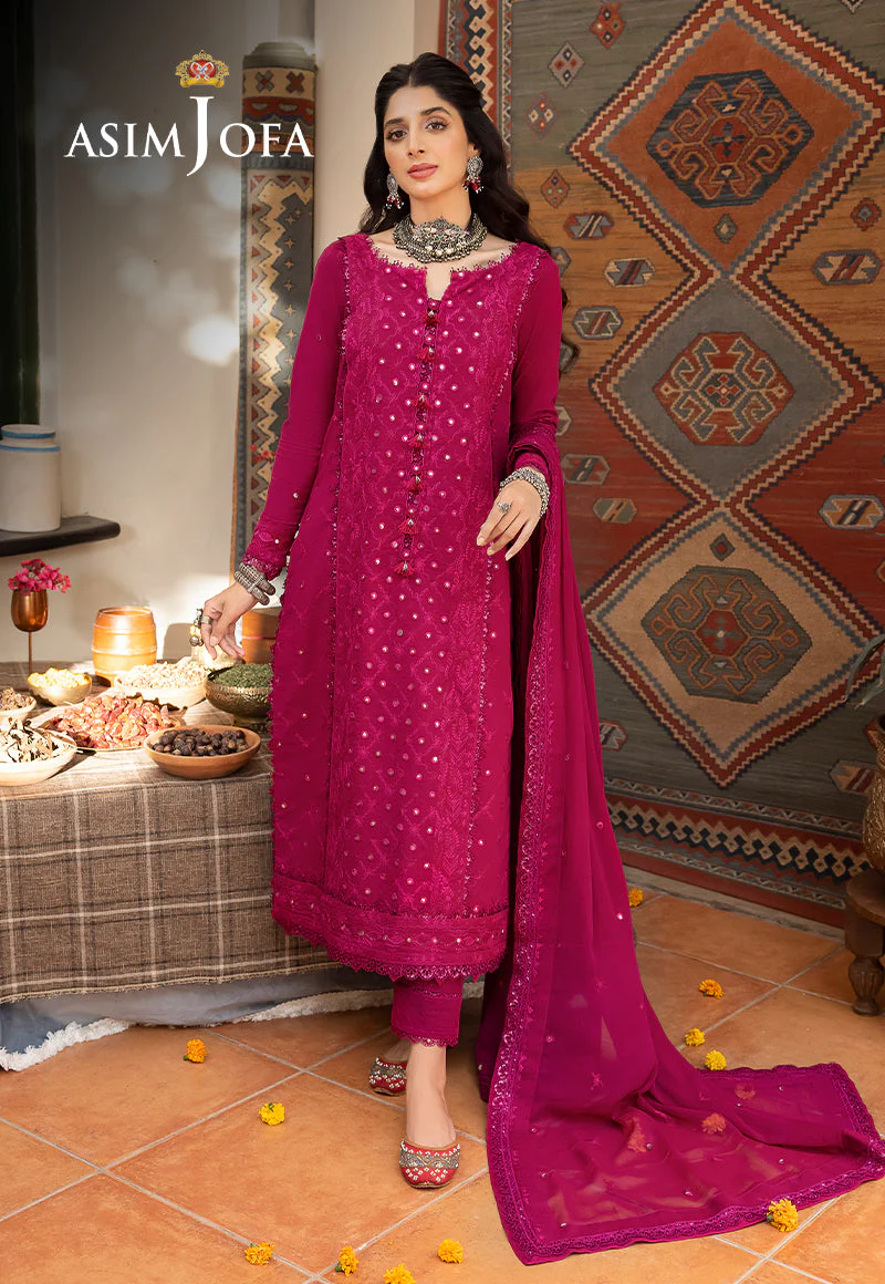 AJSWP-08 STITCHED EMBROIDERED LAWN SILK 3 PCS - Image 5