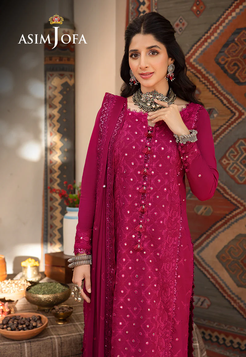 AJSWP-08 STITCHED EMBROIDERED LAWN SILK 3 PCS - Image 6